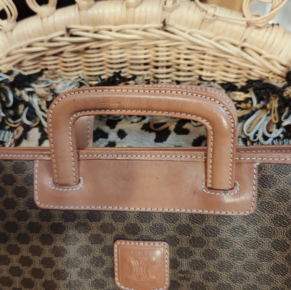 Celine Brown Monogram Leather-Trim Briefcase - Picture 13 of 16